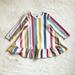 Tea Collection Baby Girl 12-18 Mos Dress Long Sleeve Striped Colorful Ruffle